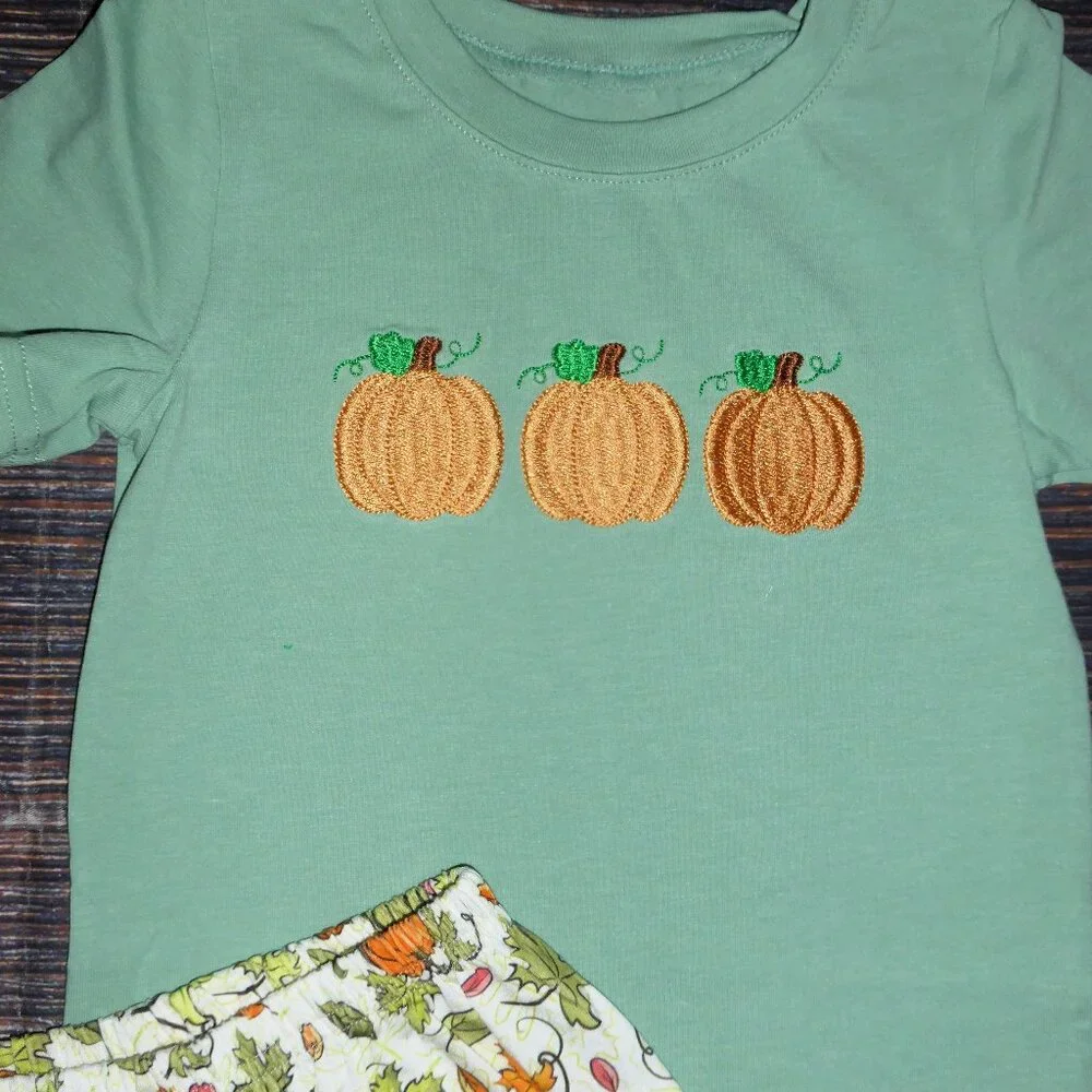 Boutique Pumpkin Boys Plaid Shorts Outfit Set